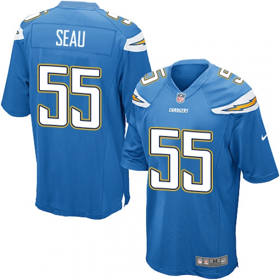 Men's Nike Los Angeles Chargers 55 Junior Seau Game Electric Blue Alternate NFL Jersey