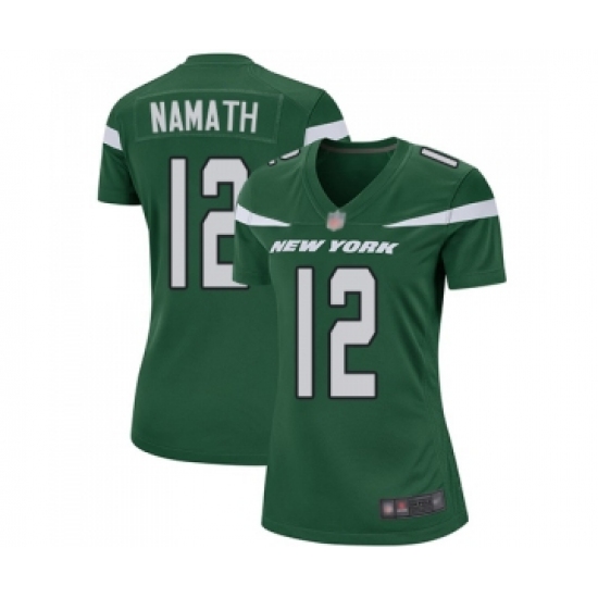 Women's New York Jets 12 Joe Namath Game Green Team Color Football Jersey
