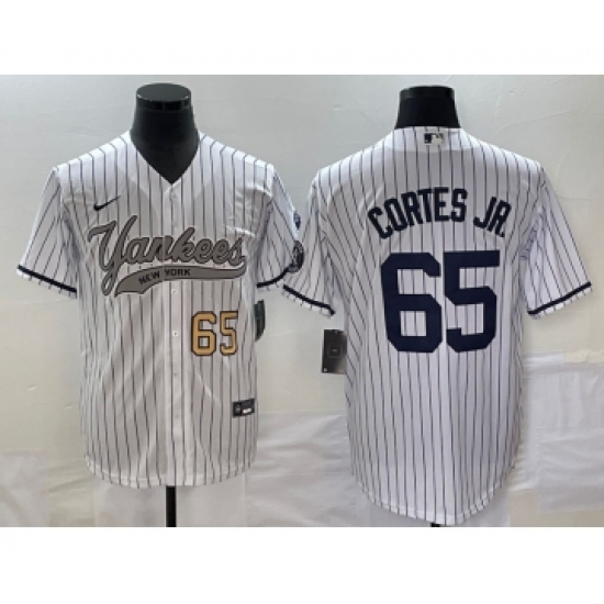Men's New York Yankees 65 Nestor Cortes Jr Number White Cool Base Stitched Baseball Jersey