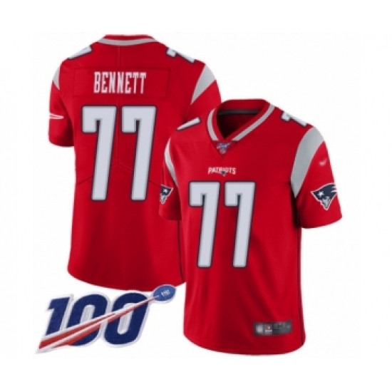 Men's New England Patriots 77 Michael Bennett Limited Red Inverted Legend 100th Season Football Jersey