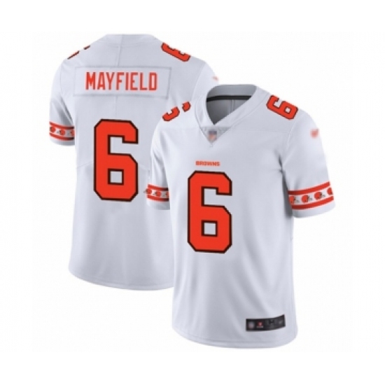 Men's Cleveland Browns 6 Baker Mayfield White Team Logo Fashion Limited Football Jersey