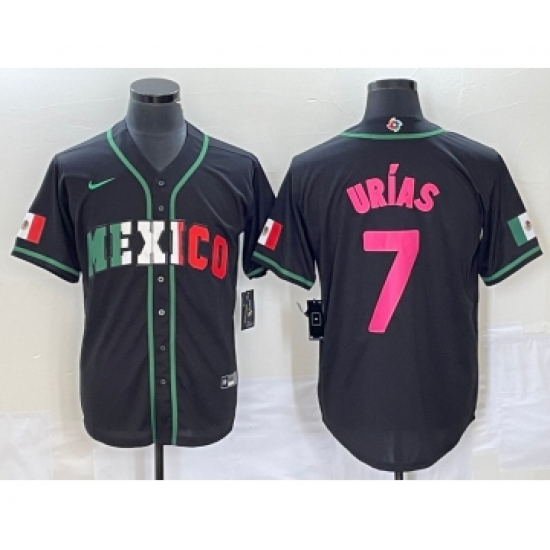 Men's Mexico Baseball 7 Julio Urias 2023 Black World Baseball Classic Stitched Jersey