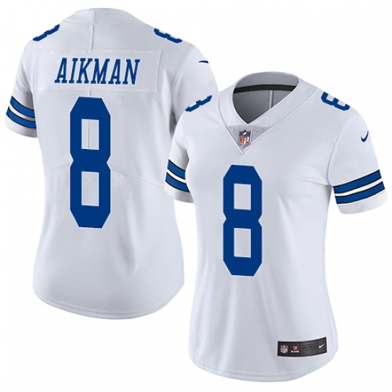 Women's Nike Dallas Cowboys 8 Troy Aikman White Vapor Untouchable Limited Player NFL Jersey