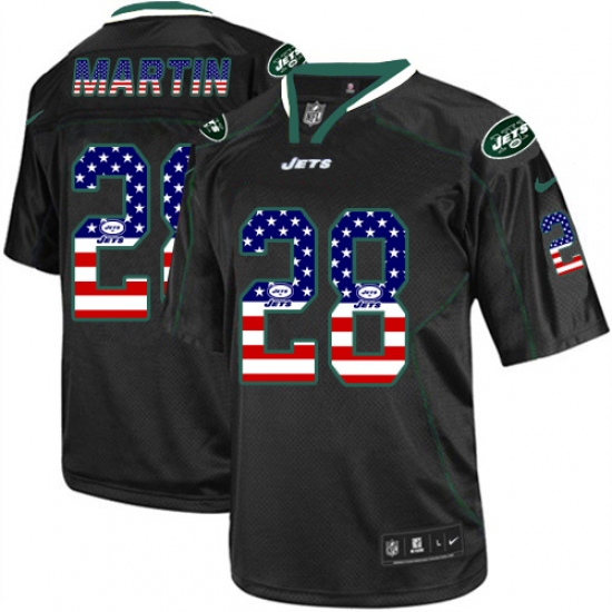 Men's Nike New York Jets 28 Curtis Martin Elite Black USA Flag Fashion NFL Jersey