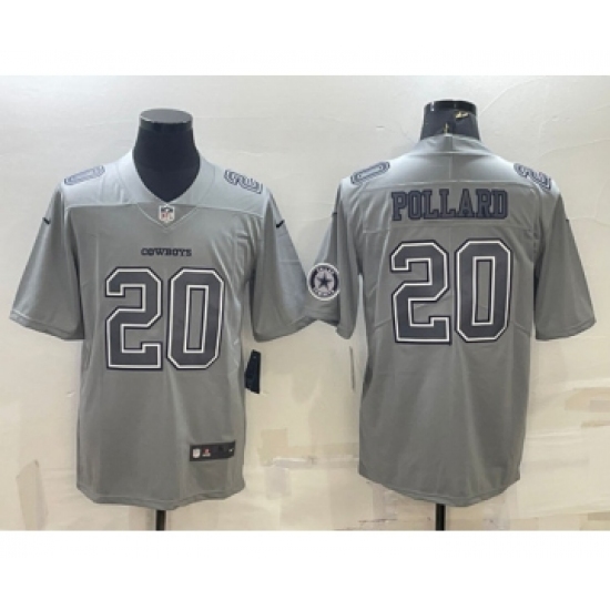 Men's Dallas Cowboys 20 Tony Pollard With Patch Gray Atmosphere Fashion Stitched Jersey