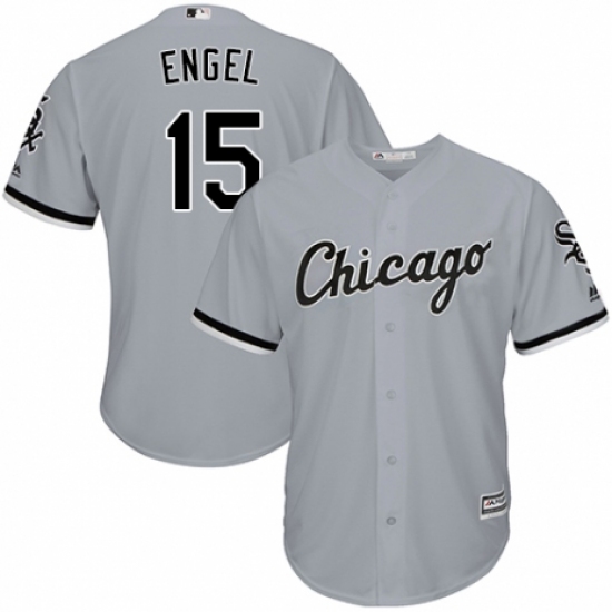 Men's Majestic Chicago White Sox 15 Adam Engel Replica Grey Road Cool Base MLB Jersey