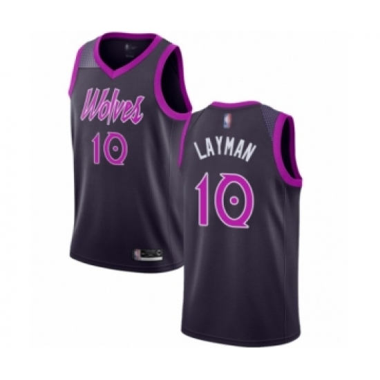 Men's Minnesota Timberwolves 10 Jake Layman Authentic Purple Basketball Jersey - City Edition