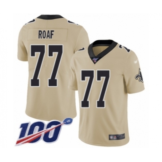 Men's New Orleans Saints 77 Willie Roaf Limited Gold Inverted Legend 100th Season Football Jersey