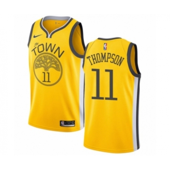 Men's Nike Golden State Warriors 11 Klay Thompson Yellow Swingman Jersey - Earned Edition