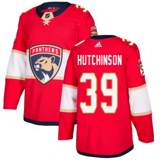 Men's Adidas Florida Panthers 39 Michael Hutchinson Premier Red Home NHL Jersey
