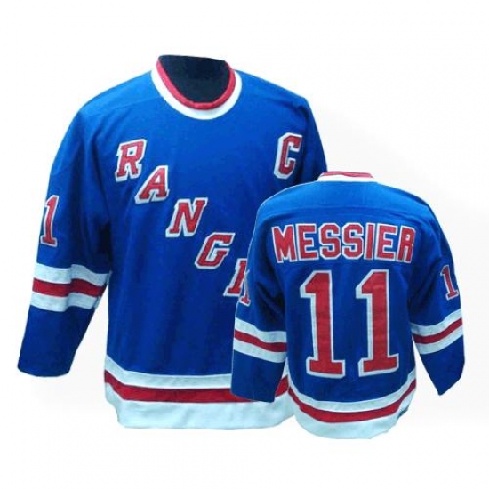 Men's CCM New York Rangers 11 Mark Messier Authentic Royal Blue Throwback NHL Jersey