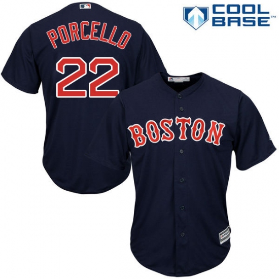 Youth Majestic Boston Red Sox 22 Rick Porcello Replica Navy Blue Alternate Road Cool Base MLB Jersey