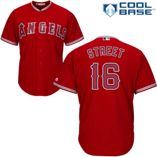 Men's Majestic Los Angeles Angels of Anaheim 16 Huston Street Replica Red Alternate Cool Base MLB Jersey