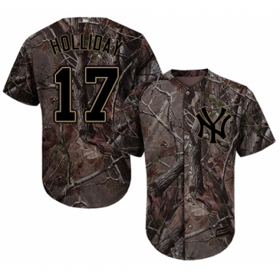 Youth Majestic New York Yankees 17 Matt Holliday Authentic Camo Realtree Collection Flex Base MLB Jersey