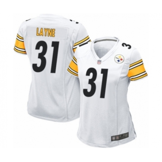 Women's Pittsburgh Steelers 31 Justin Layne Game White Football Jersey