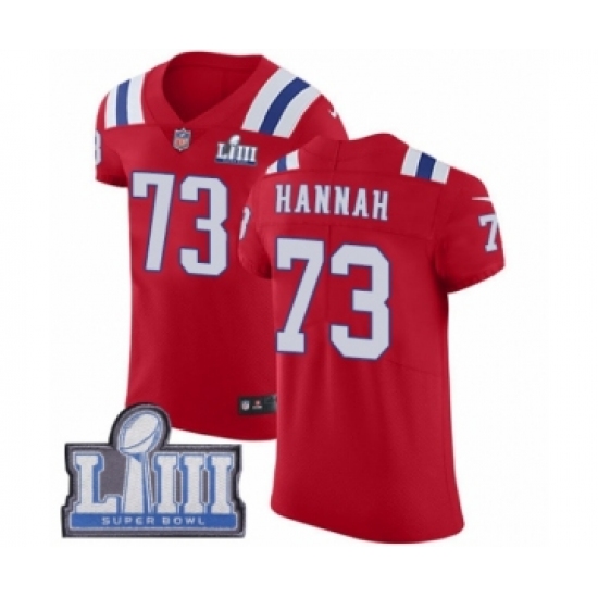Men's Nike New England Patriots 73 John Hannah Red Alternate Vapor Untouchable Elite Player Super Bowl LIII Bound NFL Jersey