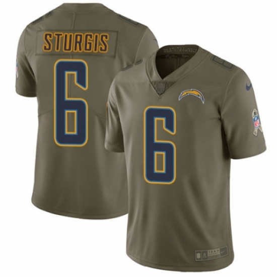 Youth Nike Los Angeles Chargers 6 Caleb Sturgis Limited Olive 2017 Salute to Service NFL Jersey