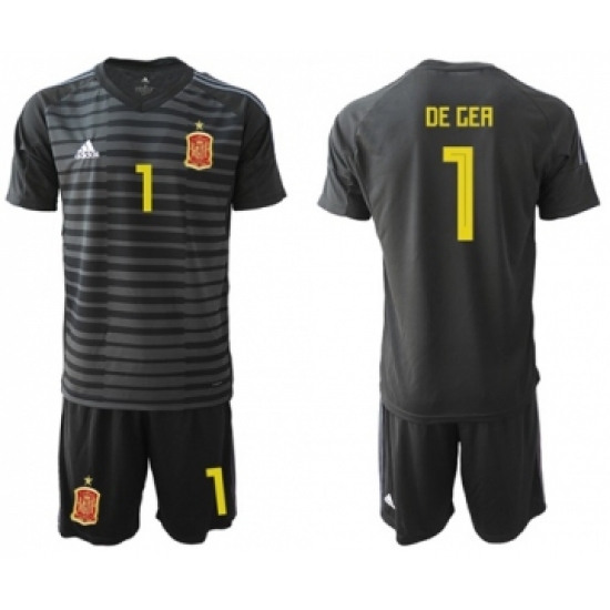 Spain 1 De Gea Black Goalkeeper Soccer Country Jersey