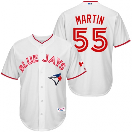 Men's Majestic Toronto Blue Jays 55 Russell Martin Authentic White 2015 Canada Day MLB Jersey