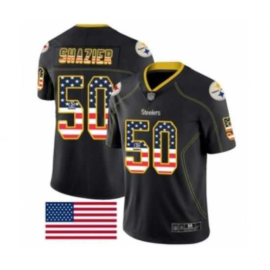 Men's Pittsburgh Steelers 50 Ryan Shazier Limited Black Rush USA Flag Football Jersey