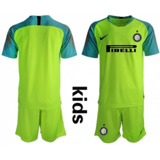 Inter Milan Blank Shiny Green Goalkeeper Kid Soccer Club Jersey