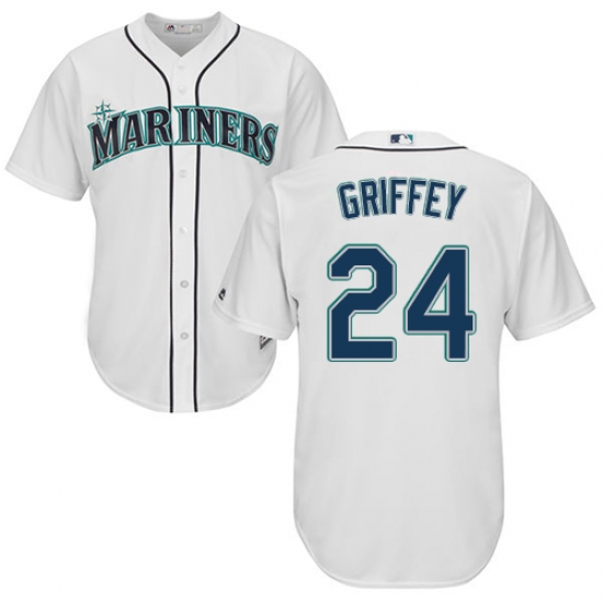 Youth Majestic Seattle Mariners 24 Ken Griffey Replica White Home Cool Base MLB Jersey