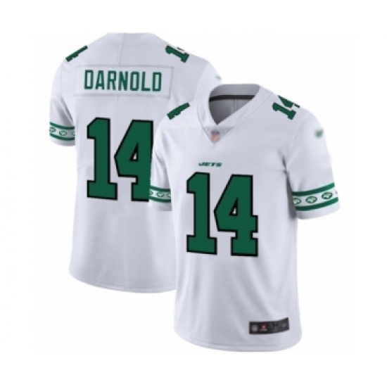 Men's New York Jets 14 Sam Darnold Limited White Team Logo Fashion Football Jersey