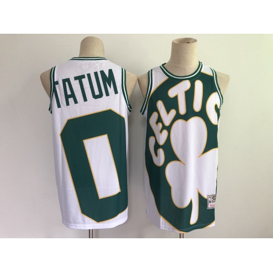 Men's Boston Celtics 0 Jayson Tatum White Big Face-2.0 Jersey