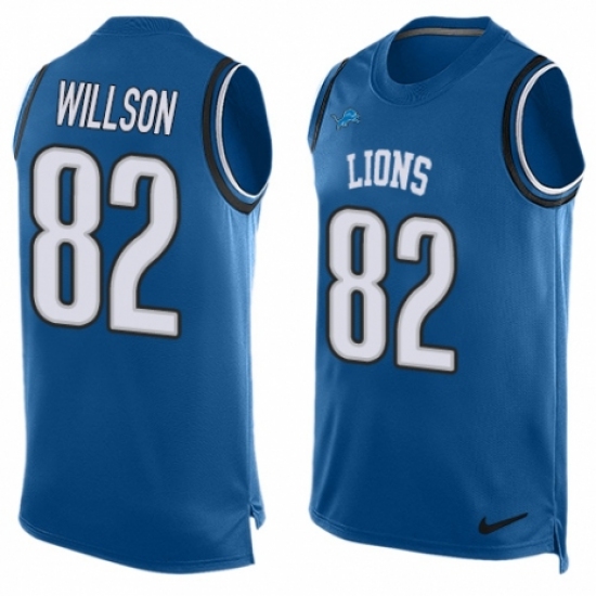 Men's Nike Detroit Lions 82 Luke Willson Limited Blue Player Name & Number Tank Top NFL Jersey