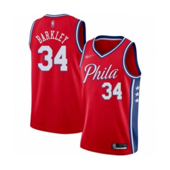 Men's Philadelphia 76ers 34 Charles Barkley Authentic Red Finished Basketball Jersey - Statement Edition