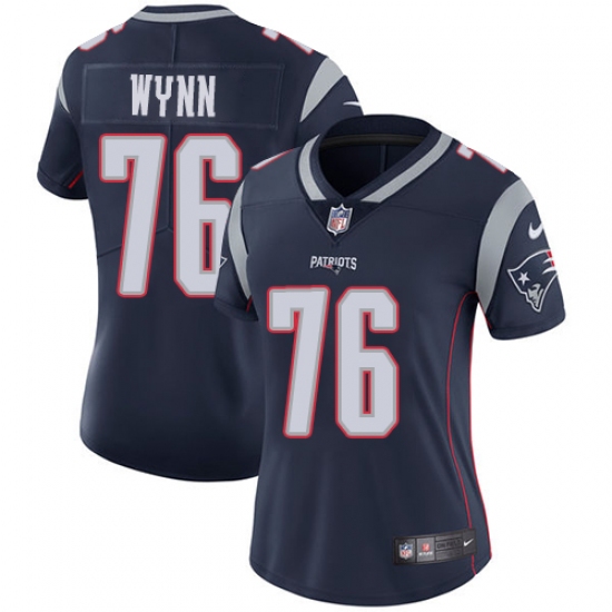Women's Nike New England Patriots 76 Isaiah Wynn Navy Blue Team Color Vapor Untouchable Limited Player NFL Jersey
