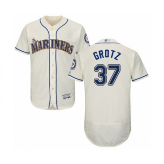 Men's Seattle Mariners 37 Zac Grotz Cream Alternate Flex Base Authentic Collection Baseball Player Jersey