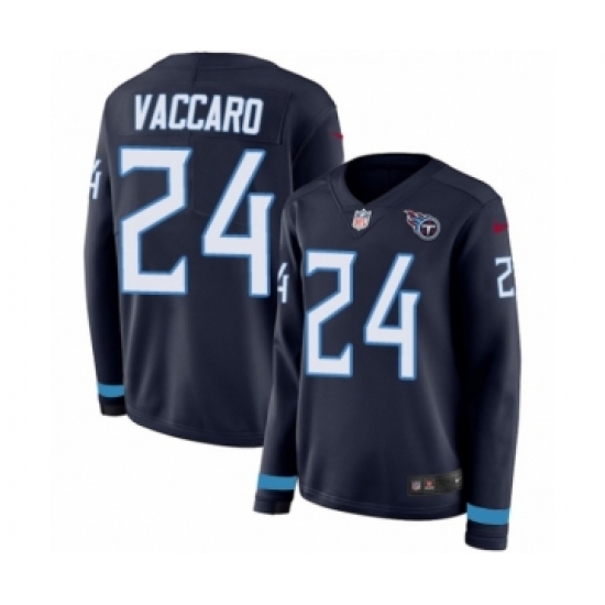 Women's Nike Tennessee Titans 24 Kenny Vaccaro Limited Navy Blue Therma Long Sleeve NFL Jersey