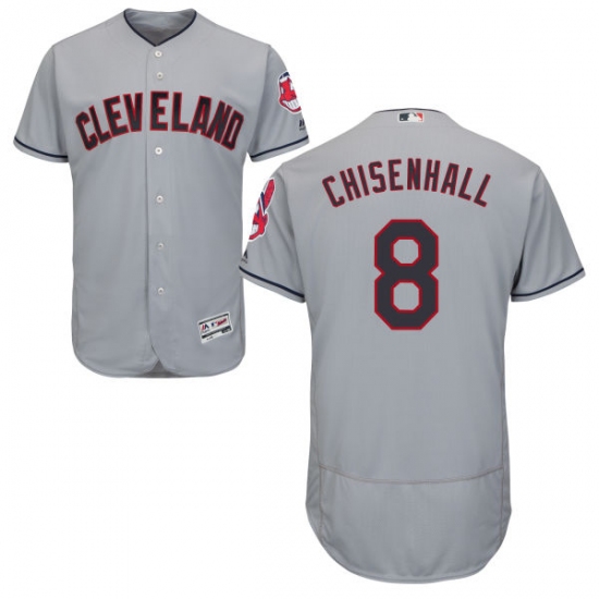 Men's Majestic Cleveland Indians 8 Lonnie Chisenhall Grey Road Flex Base Authentic Collection MLB Jersey