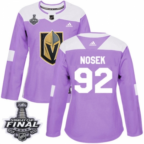 Women's Adidas Vegas Golden Knights 92 Tomas Nosek Authentic Purple Fights Cancer Practice 2018 Stanley Cup Final NHL Jersey