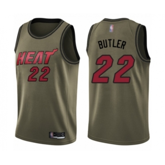 Men's Miami Heat 22 Jimmy Butler Swingman Green Salute to Service Basketball Jersey