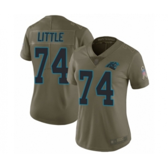 Women's Carolina Panthers 74 Greg Little Limited Olive 2017 Salute to Service Football Jersey