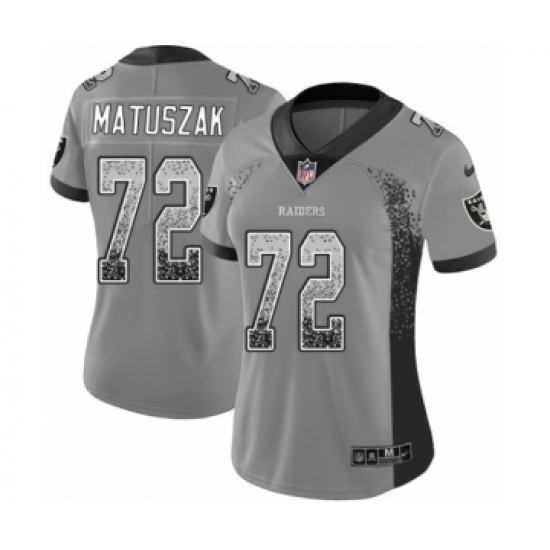 Women's Nike Oakland Raiders 72 John Matuszak Limited Gray Rush Drift Fashion NFL Jersey