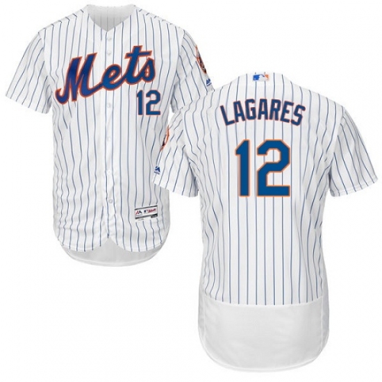Men's Majestic New York Mets 12 Juan Lagares White Home Flex Base Authentic Collection MLB Jersey