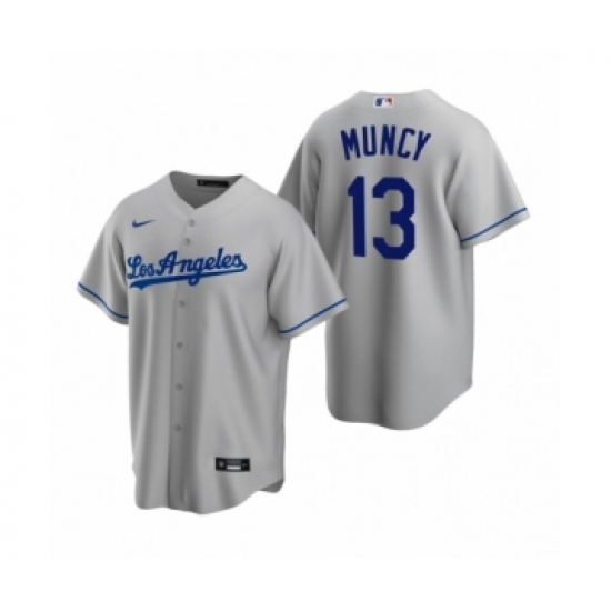 Men's Los Angeles Dodgers 13 Max Muncy Nike Gray Replica Road Jersey