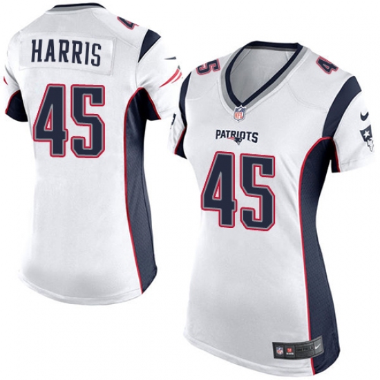 Women's Nike New England Patriots 45 David Harris Game White NFL Jersey