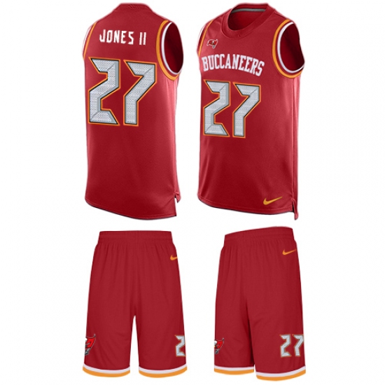 Men's Nike Tampa Bay Buccaneers 27 Ronald Jones II Limited Red Tank Top Suit NFL Jersey
