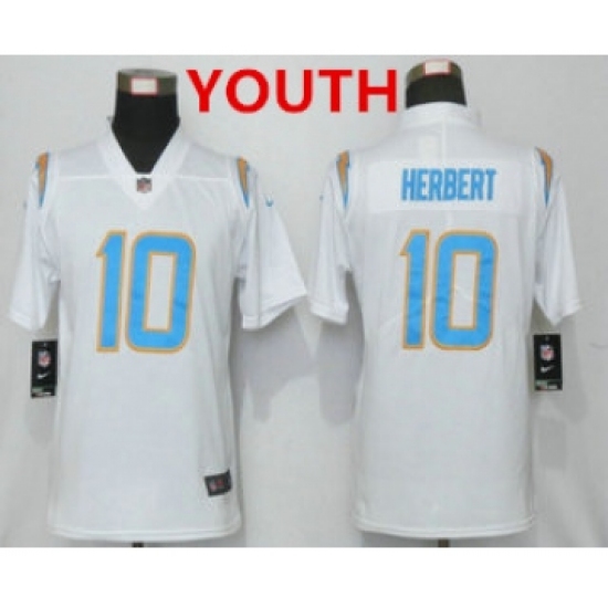 Youth Los Angeles Chargers 10 Justin Herbert White 2020 NEW Vapor Untouchable Stitched NFL Nike Limited Jersey