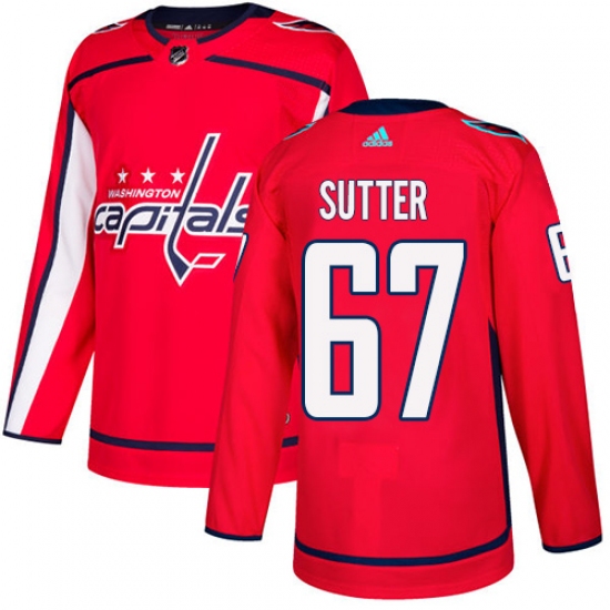Men's Adidas Washington Capitals 67 Riley Sutter Authentic Red Home NHL Jersey