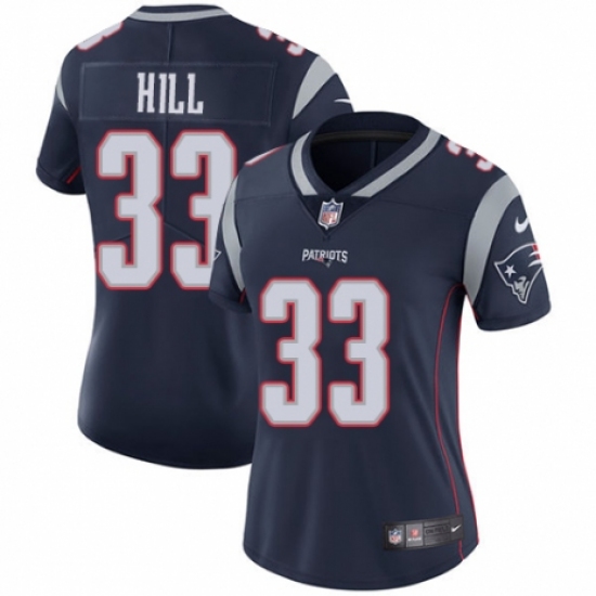 Women's Nike New England Patriots 33 Jeremy Hill Navy Blue Team Color Vapor Untouchable Limited Player NFL Jersey