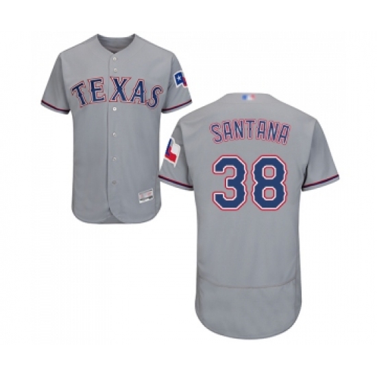 Men's Texas Rangers 38 Danny Santana Grey Road Flex Base Authentic Collection Baseball Jersey