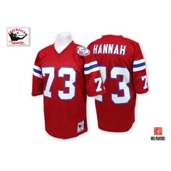 Mitchell and Ness New England Patriots 73 John Hannah Red Authentic NFL Jersey