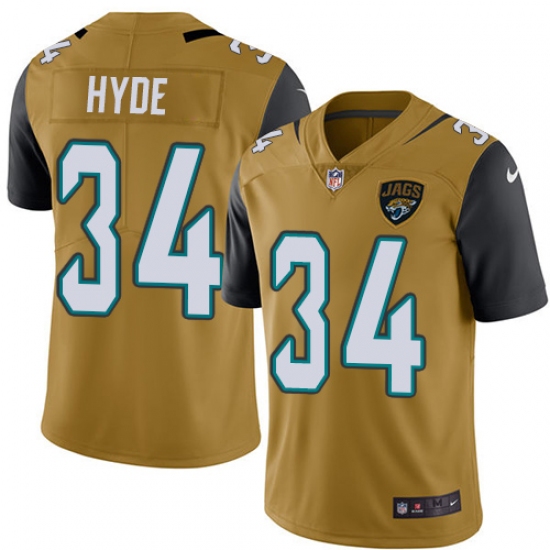 Men's Nike Jacksonville Jaguars 34 Carlos Hyde Limited Gold Rush Vapor Untouchable NFL Jersey