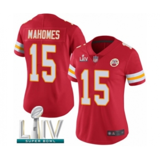 Women's Kansas City Chiefs 15 Patrick Mahomes Red Team Color Vapor Untouchable Limited Player Super Bowl LIV Bound Football Jersey