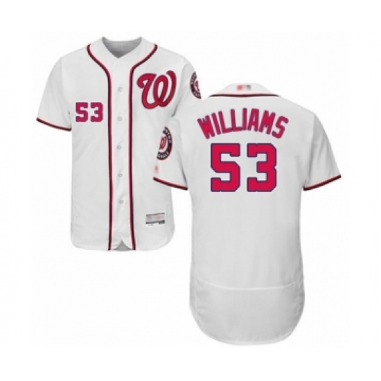 Men's Washington Nationals 53 Austen Williams White Home Flex Base Authentic Collection Baseball Player Jersey